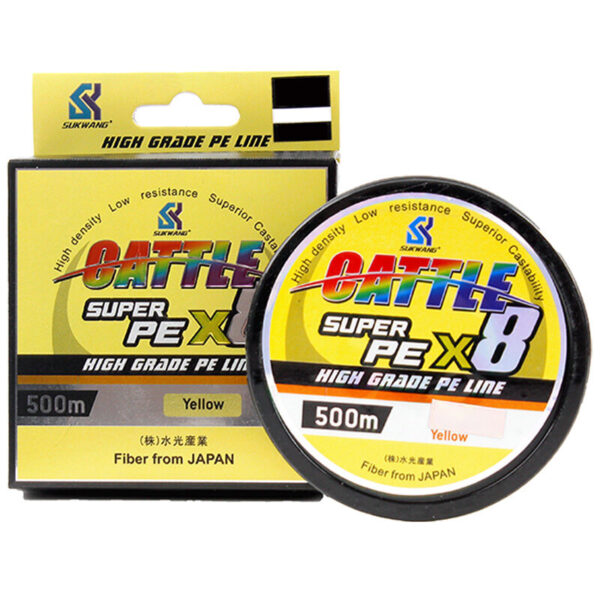 Cattle Super PE X8 High Grade Braided Fishing Line Yellow 500