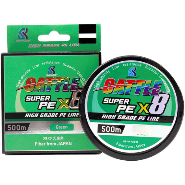 Cattle Super PE X8 High Grade Braided Fishing Line Green 500